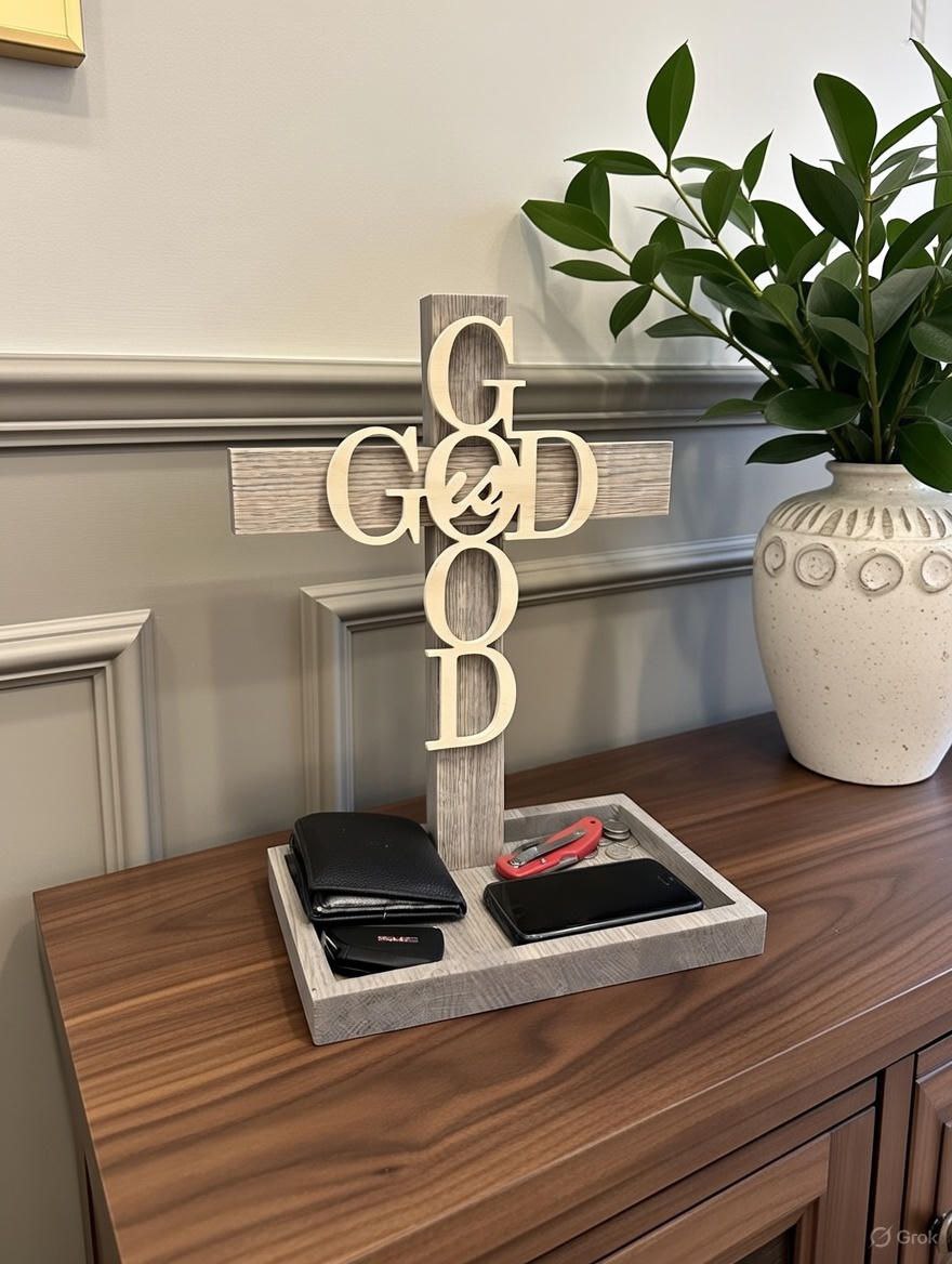 God is Good Cross with Catch-all Tray